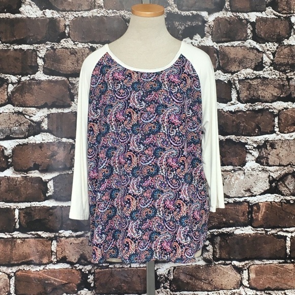 Le Lis Top Shirt Floral Cream Pink Blue Medium - Picture 2 of 11